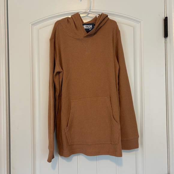 OshKosh B'gosh Other - OshKosh B'gosh Boys Tan Hooded Waffle Knit Long Sleeve Shirt Size 14 NWT
